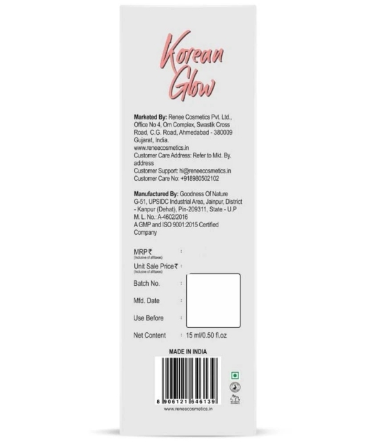 RENEE Korean Glow Serum, Enriched with Panax Ginseng Root a Korean Beauty Secret, Lightweight, 15ml