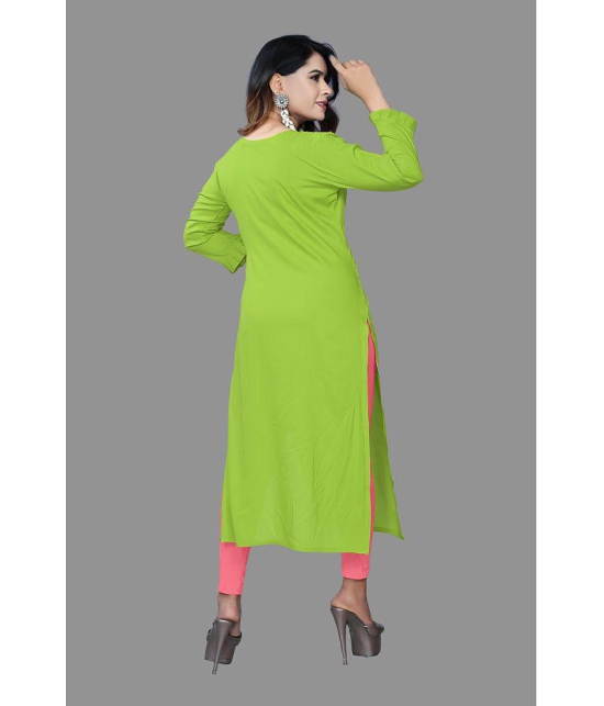 haya fashion - Lime Green Rayon Women's Straight Kurti ( Pack of 1 ) - None