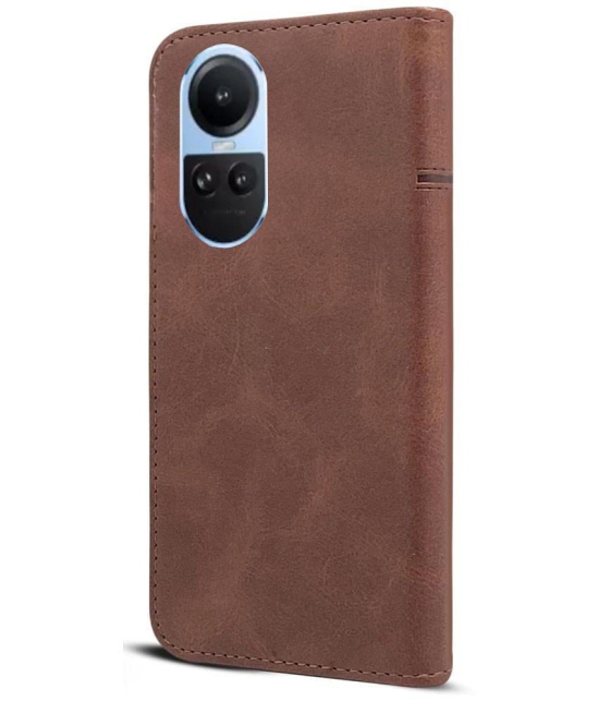 NBOX Brown Flip Cover Artificial Leather Compatible For Oppo Reno 10 Pro ( Pack of 1 ) - Brown