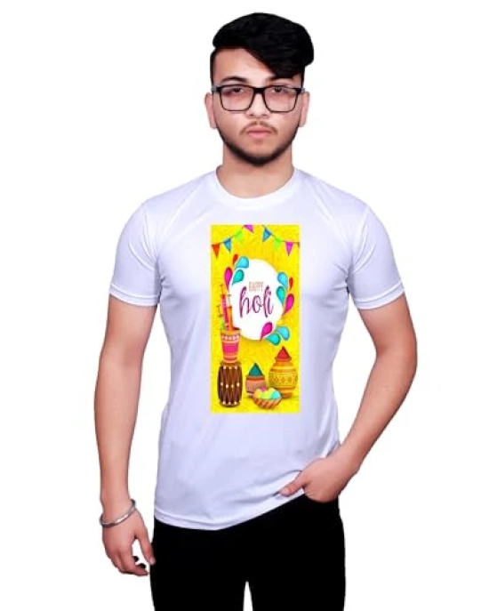 NITYANAND CREATIONS Round Neck White Holi T-Shirt for MEN-HOLI-T-SHIRT-11537-XL