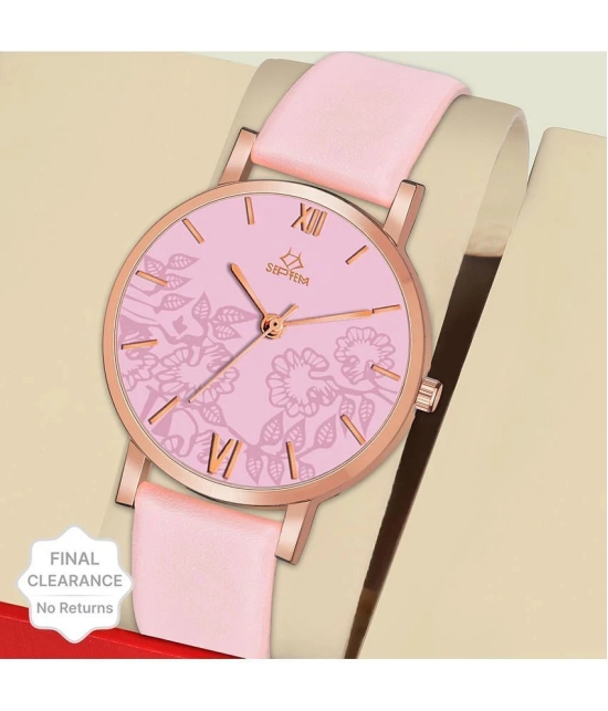 Septem Pink Leather Analog Womens Watch