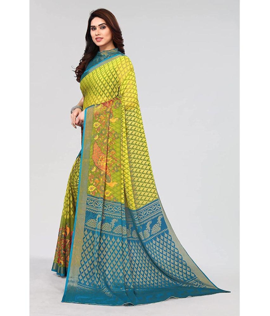 Bhuwal Fashion - Green Brasso Saree With Blouse Piece ( Pack of 1 ) - Green