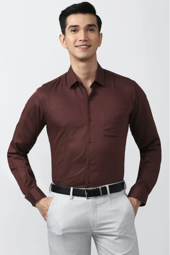 Men Brown Regular Fit Formal Full Sleeves Formal Shirt