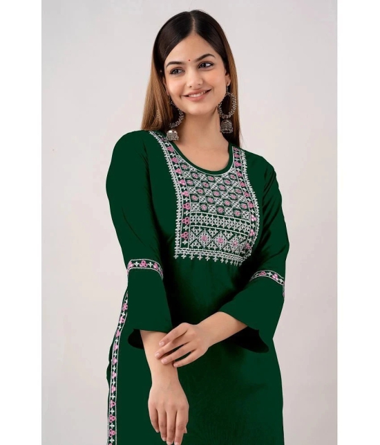 Kapadia - Green Rayon Womens Straight Kurti ( Pack of 1 ) - None