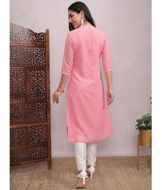 Ketch Polyester Self Design Straight Womens Kurti - Pink ( Pack of 1 ) - None