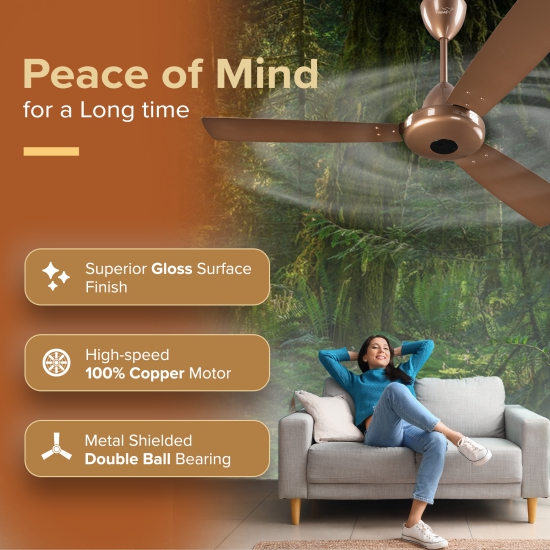 Ecowind Pro BLDC Motor Ceiling Fan with Remote, 1.2 m, Caramel Brown, 5 Star, Anti-Dust