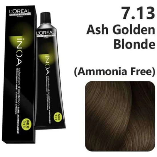 Loreal Inoa Hair Color 60G 7.13 Ash Golden Brown+Developer 1000ml Combo