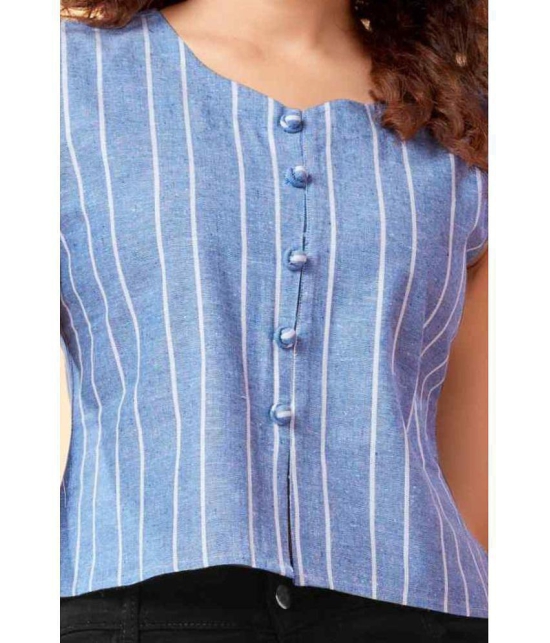 Glomee Blue Cotton Womens Regular Top ( Pack of 1 ) - None