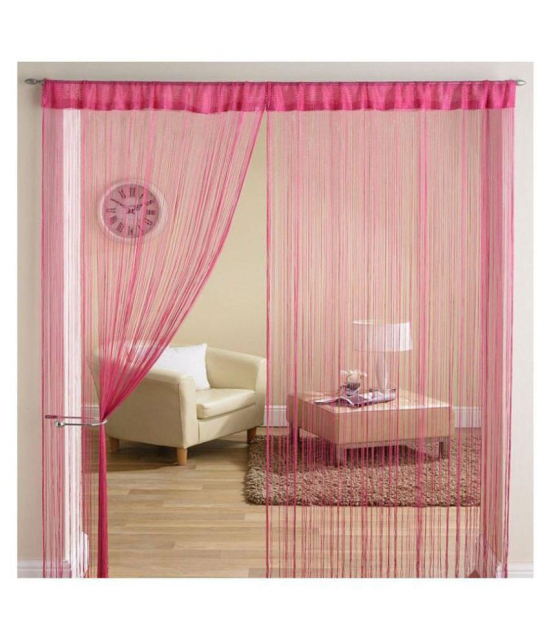 YUTIRITI Set of 2 Door Ring Rod Polyester Curtains Pink - Pink