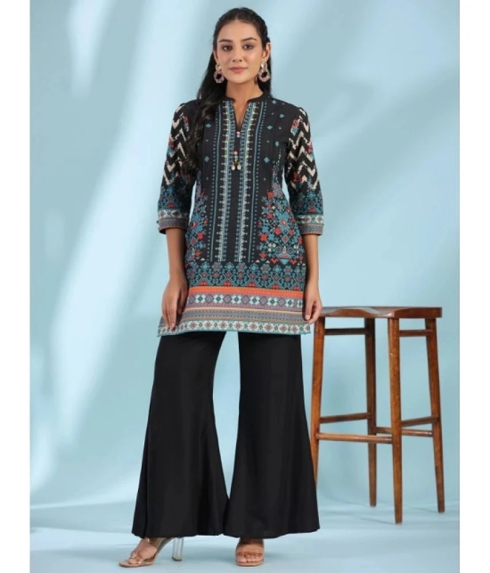 Juniper Cotton Printed Straight Womens Kurti - Black ( Pack of 1 ) - None