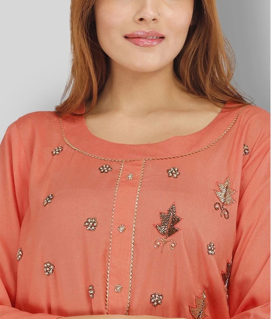 JC4U - Peach Rayon Womens Straight Kurti ( Pack of 1 ) - L