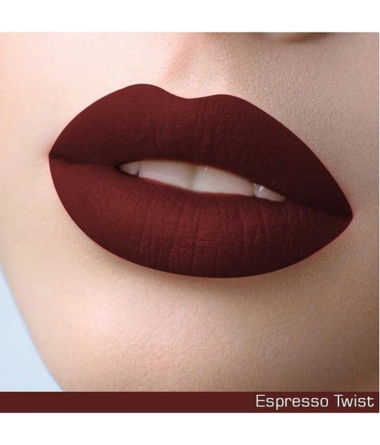 NEUD Matte Liquid Lipstick Espresso Twist with Jojoba Oil, Vitamin E and Almond Oil - Smudge Proof 12-hour Stay Formula with Free Lip Gloss - 1 Pack