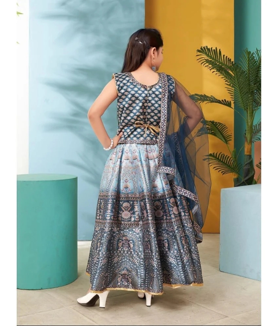 Aarika Teal Silk Girls Lehenga Choli Set ( Pack of 1 ) - None