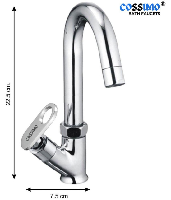 Cossimo Brass Prime SwanNeck Pillar Tap for WashBasin Brass Wash Basin Tap (Pillar Cock)