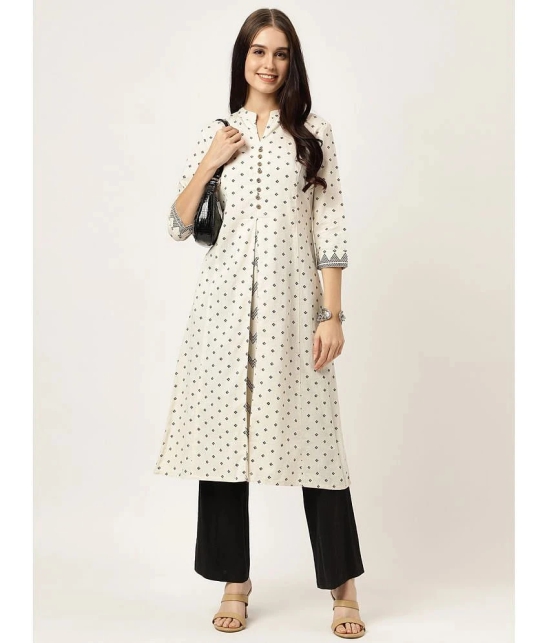 Divena Cotton Printed Front Slit Womens Kurti - White ( Pack of 1 ) - None