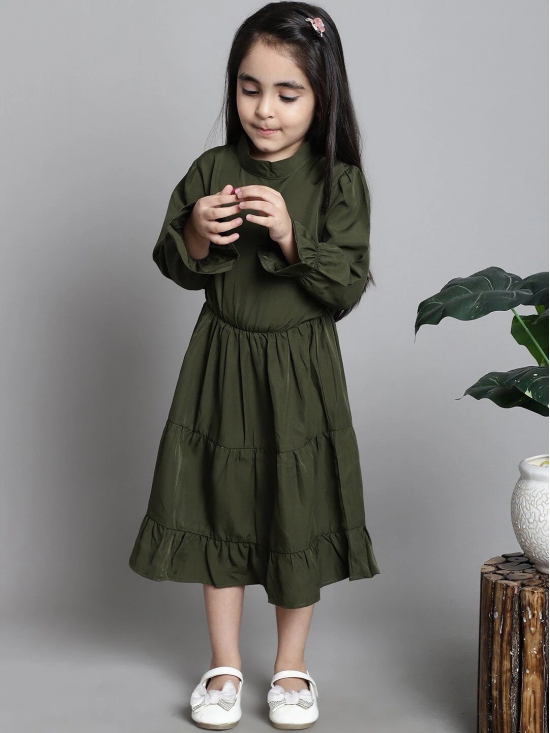 MINI & MING Girls Round Neck A-Line Midi Dress