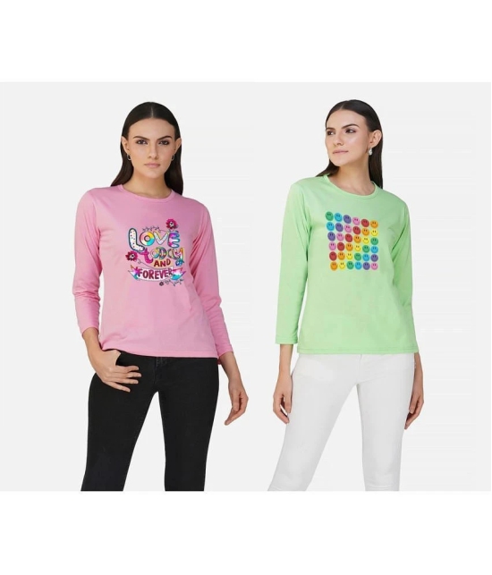 CHOZI - Multi Color Cotton Blend Regular Fit Womens T-Shirt ( Pack of 2 ) - None