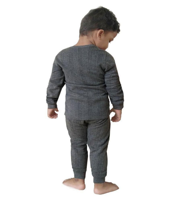 HAP Kings Round Neck Grey Melange Winter Thermal Set of Top Trouser /Thermal for Girls & Boys - None