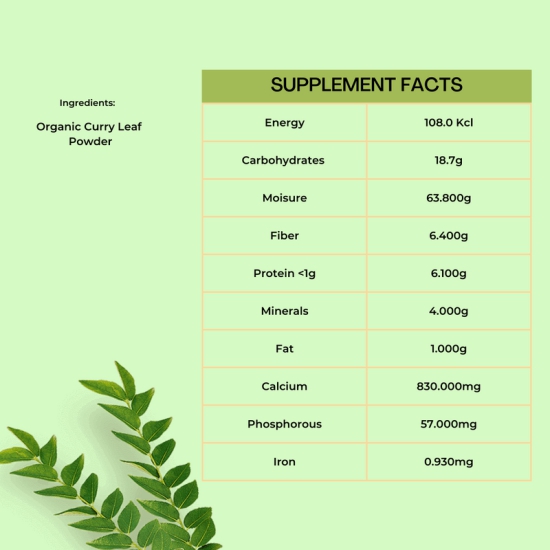 Native Pods Organic Curry Leave Powder - Curry Powder / Curry Leaves Powder - Kadi Patta Leave,kadi patta powder,Karuvepillai Powder