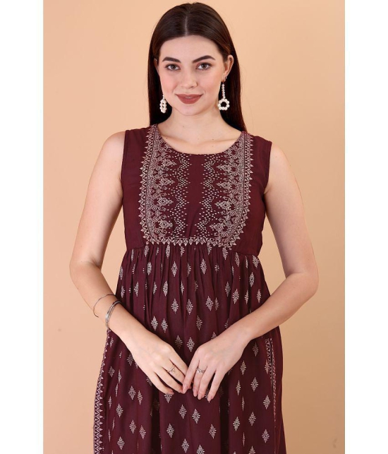 Glomee - Brown Rayon Women's Straight Kurti ( Pack of 1 ) - None