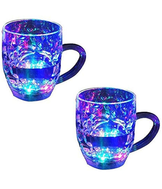 Casotec Color Changing Plastic LED Lighting Mug, 250ml (Pack of 2) - Transparent