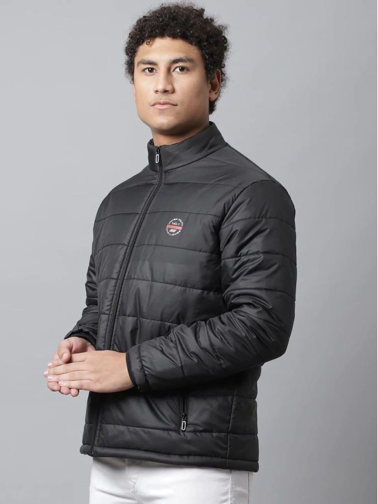 Rodamo Men Black Windcheater Open Front Jacket