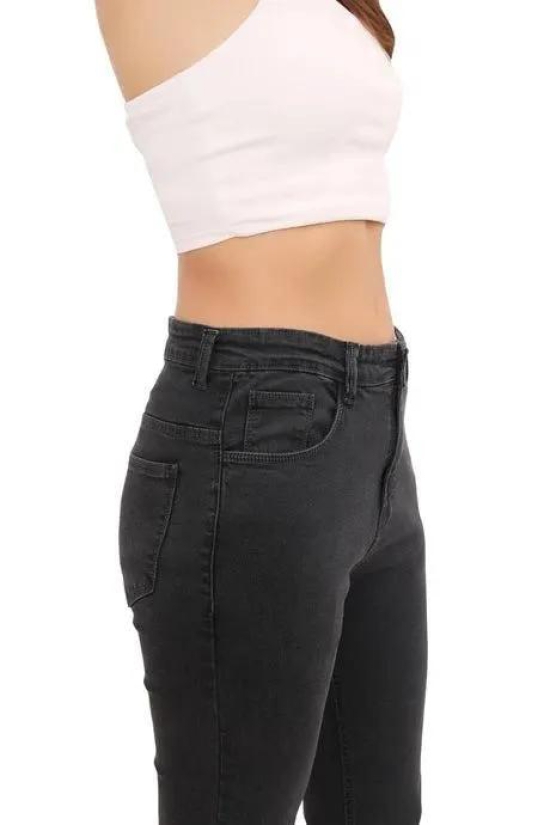 Attire Lab Womens Solid High Waist Skinny Jeans -Grey-36