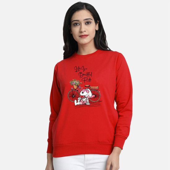 CHOZI Fleece Womens Non Hooded Sweatshirt ( Red ) - None