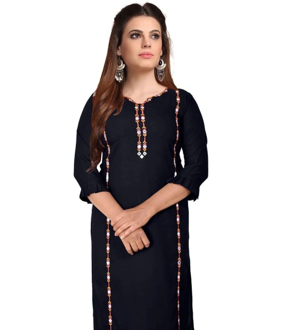 Kapadia - Black Rayon Womens Straight Kurti ( Pack of 1 ) - None