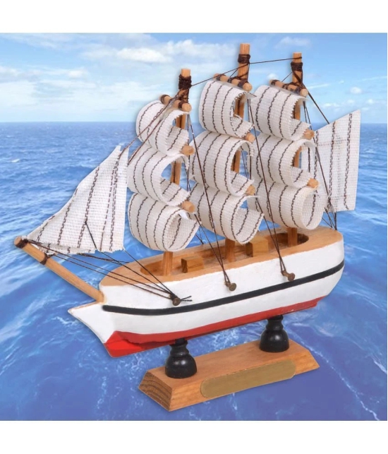 10 cm Wooden Decorative Sailing Ship Best Showpiece for Office and Home Decor