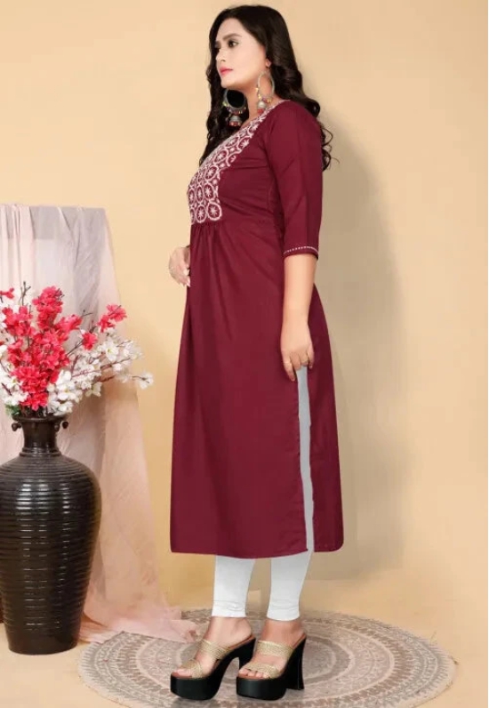 Fancy Cotton Kurti for Women-3XL / Maroon