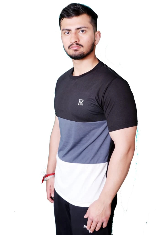 NVA Quality Solid Men's Round Neck Cotton Blend Half Sleeve Black Grey White T-Shirt