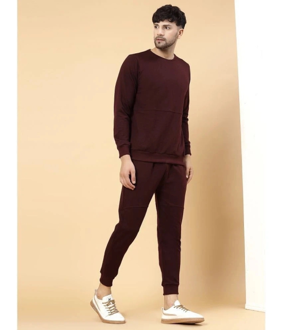 Rigo - Wine Cotton Regular Fit Mens Tracksuit ( Pack of 1 ) - None