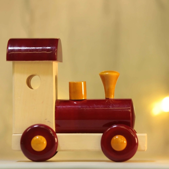 Wooden Train Engine Toy-Red