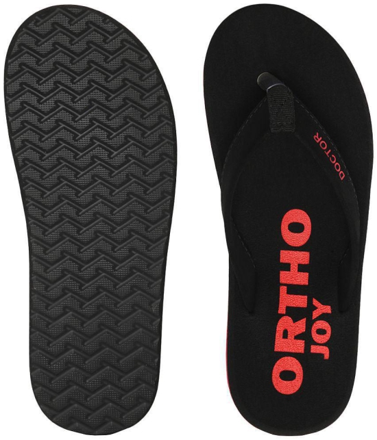 ORTHO JOY - Black Men's Thong Flip Flop - None