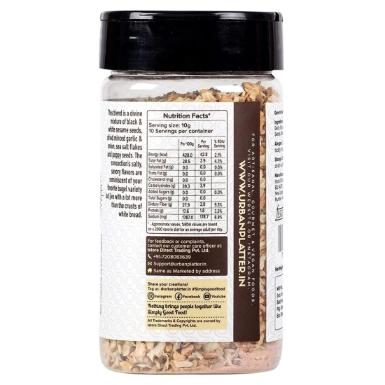 Urban Platter Everything Bagel Seasoning, 100g (Classic American Seasoning Blend with Onion Flakes, Garlic, Sesame Seeds and Pink Salt | Season toasts, breads and salads)