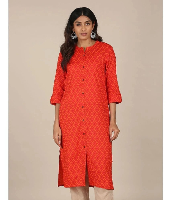 Karigari - Straight Rayon Orange Womens Kurti ( Pack of 1 ) - None