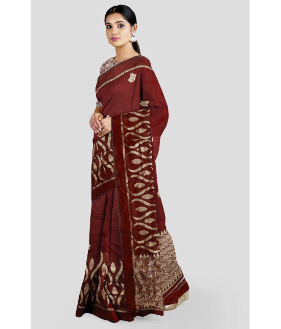 OFLINE SELCTION - Red Banarasi Silk Saree With Blouse Piece ( Pack of 1 ) - Red