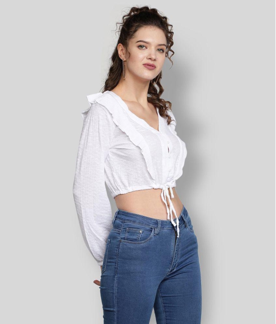 NUEVOSDAMAS - White Polyester Womens Crop Top ( Pack of 1 ) - L