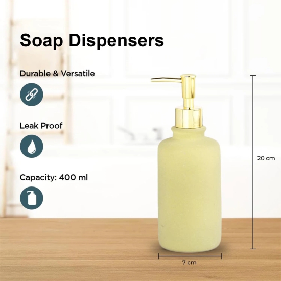 Kuber Industries 3-Piece Liquid Soap Dispenser Set, 400ml, Green (JY00231GN)-Kuber Industries 3-Piece Liquid Soap Dispenser Set, 400ml, Green (JY00231GN) for Handwash, Shampoo, Bathroom, Wash Basin.