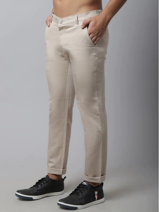 Rodamo  Men Beige Slim Fit Casual Trouser