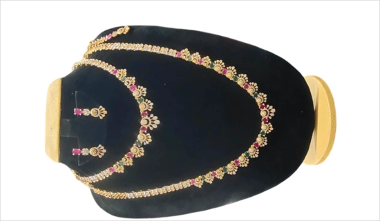 Bridal Necklace Set with Kundan Stones and Pearls