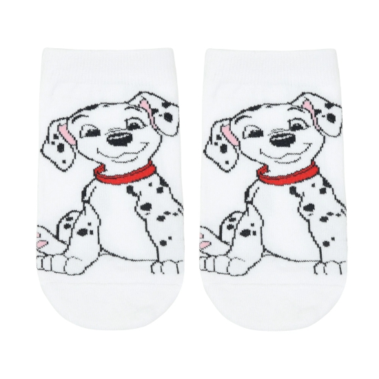 Balenzia x Disney Character Cushioned Ankle socks for women-101 Dalmations (Pack of 1 Pair/1U)-White-Stretchable from 19 cm to 30 cm / 1 N / White