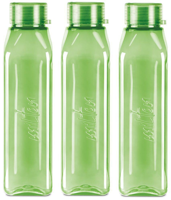 Milton Prime 1000 Pet Water Bottle, Set of 3, 1 Litre Each, Green - Green