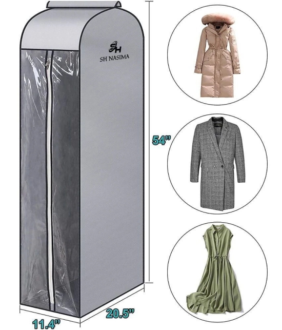 Sh Nasima Hanging Garment Bags for Storage Well Sealed Clothes Dust Cover with Large  Window and 2 Zippers Opening for Suit Coat Closet Rack Grey (Rack not Included) 2 Packs