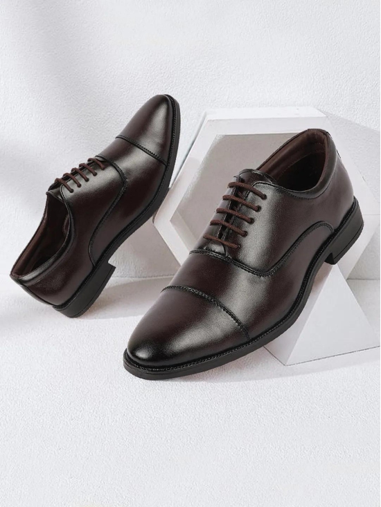 Men Brown Formal Office Work Lace-Up Derby Shoes-7