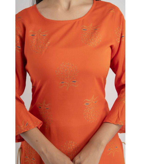 MAUKA - Orange Rayon Women's Straight Kurti ( Pack of 1 ) - None