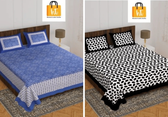 Bedsheet  Adda -100% Pure Cotton Jaipuri Printed Double Bedsheet-