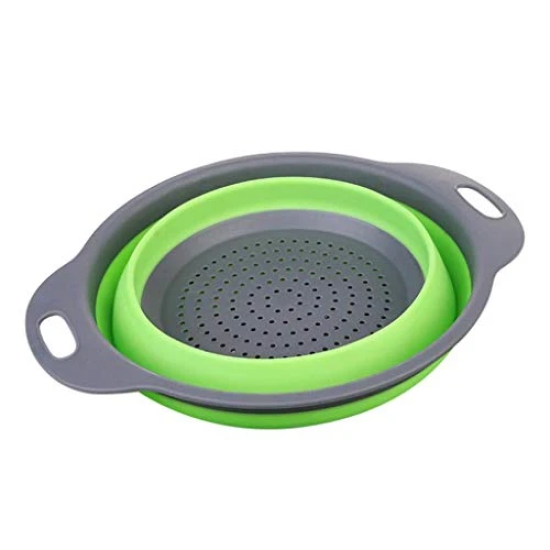 STORE77 Collapsible Colander Kitchen Strainer, Environmentally Friendly Non-Toxic Easy to Clean Silicone Space-Saving Foldable Filter Colander Size 24 Cm