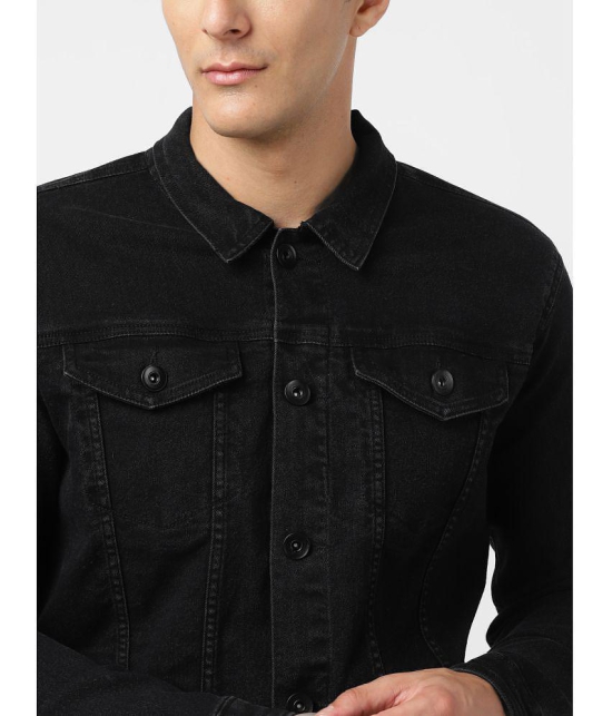 UrbanMark Men Regular Fit Denim Jacket-Black - None